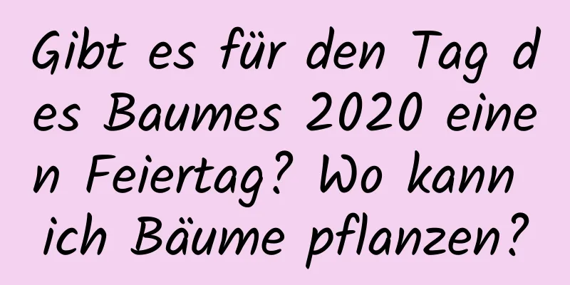 Gibt es für den Tag des Baumes 2020 einen Feiertag? Wo kann ich Bäume pflanzen?