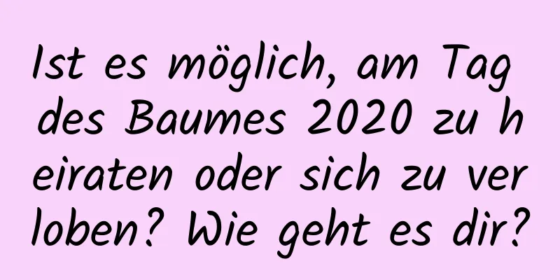 Ist es möglich, am Tag des Baumes 2020 zu heiraten oder sich zu verloben? Wie geht es dir?