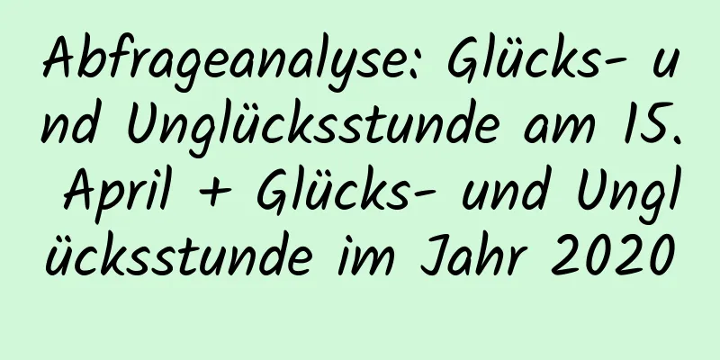 Abfrageanalyse: Glücks- und Unglücksstunde am 15. April + Glücks- und Unglücksstunde im Jahr 2020