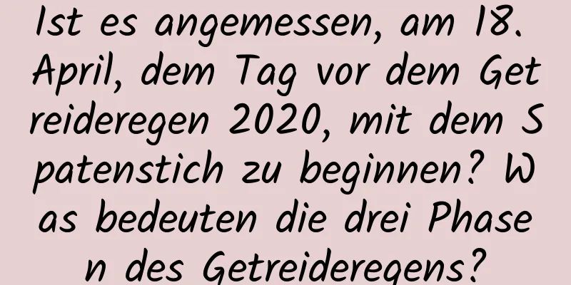 Ist es angemessen, am 18. April, dem Tag vor dem Getreideregen 2020, mit dem Spatenstich zu beginnen? Was bedeuten die drei Phasen des Getreideregens?