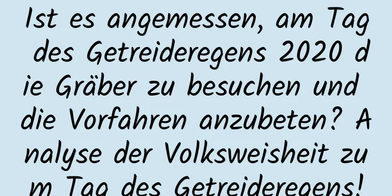 Ist es angemessen, am Tag des Getreideregens 2020 die Gräber zu besuchen und die Vorfahren anzubeten? Analyse der Volksweisheit zum Tag des Getreideregens!