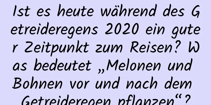 Ist es heute während des Getreideregens 2020 ein guter Zeitpunkt zum Reisen? Was bedeutet „Melonen und Bohnen vor und nach dem Getreideregen pflanzen“?