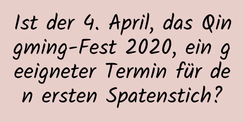 Ist der 4. April, das Qingming-Fest 2020, ein geeigneter Termin für den ersten Spatenstich?