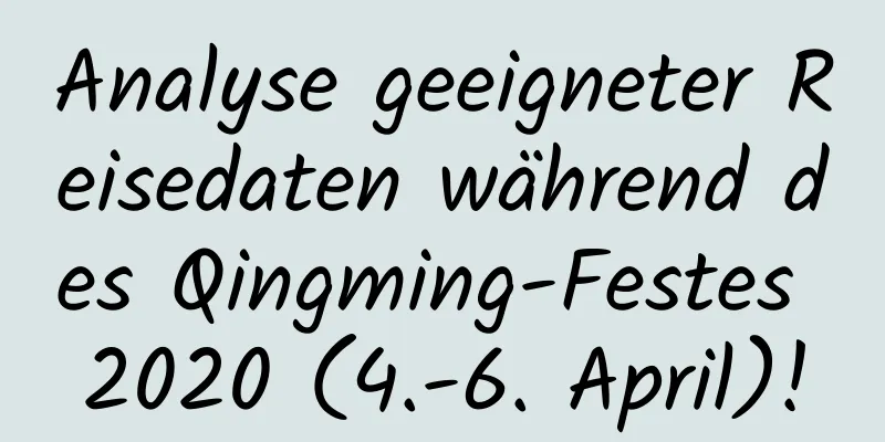 Analyse geeigneter Reisedaten während des Qingming-Festes 2020 (4.-6. April)!