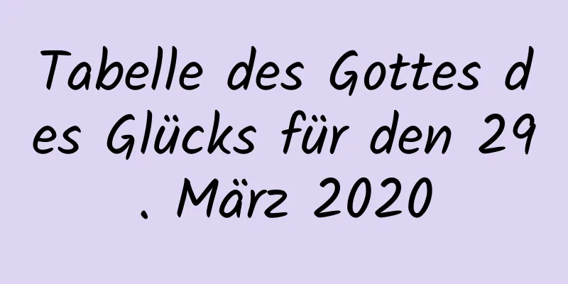 Tabelle des Gottes des Glücks für den 29. März 2020