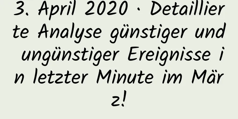 3. April 2020 · Detaillierte Analyse günstiger und ungünstiger Ereignisse in letzter Minute im März!