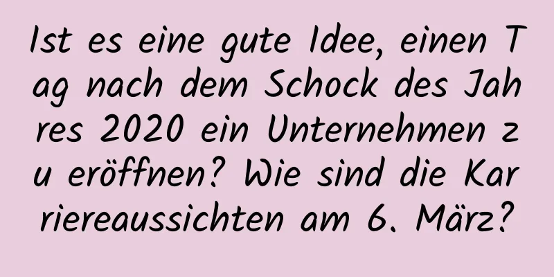 Ist es eine gute Idee, einen Tag nach dem Schock des Jahres 2020 ein Unternehmen zu eröffnen? Wie sind die Karriereaussichten am 6. März?