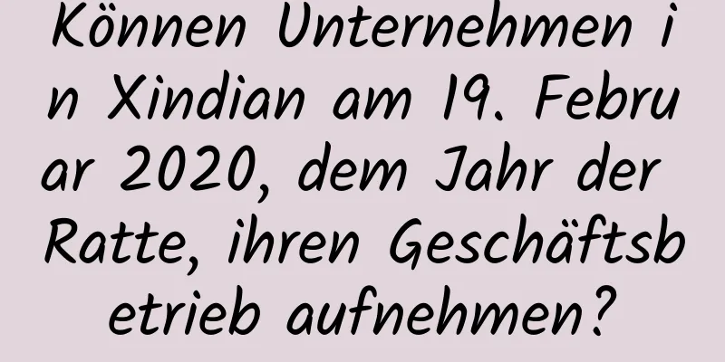 Können Unternehmen in Xindian am 19. Februar 2020, dem Jahr der Ratte, ihren Geschäftsbetrieb aufnehmen?