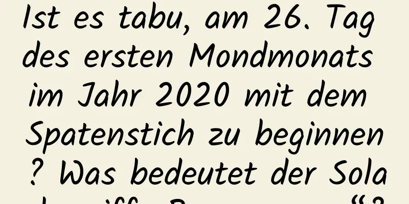 Ist es tabu, am 26. Tag des ersten Mondmonats im Jahr 2020 mit dem Spatenstich zu beginnen? Was bedeutet der Solarbegriff „Regenwasser“?