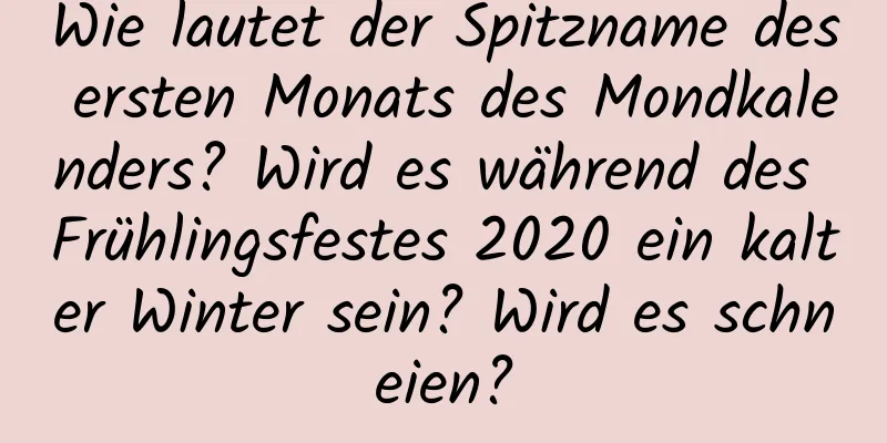 Wie lautet der Spitzname des ersten Monats des Mondkalenders? Wird es während des Frühlingsfestes 2020 ein kalter Winter sein? Wird es schneien?