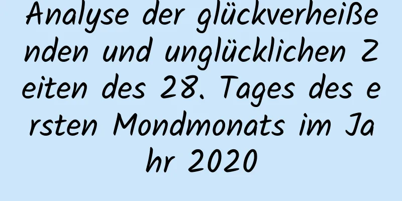 Analyse der glückverheißenden und unglücklichen Zeiten des 28. Tages des ersten Mondmonats im Jahr 2020