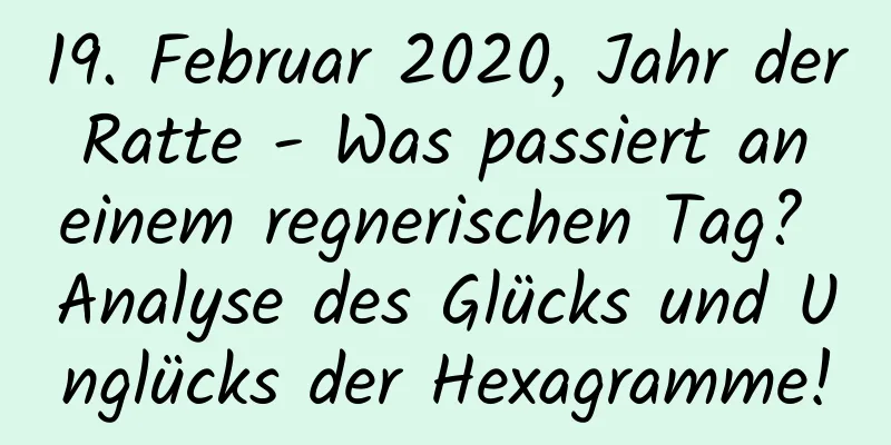 19. Februar 2020, Jahr der Ratte - Was passiert an einem regnerischen Tag? Analyse des Glücks und Unglücks der Hexagramme!