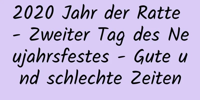 2020 Jahr der Ratte - Zweiter Tag des Neujahrsfestes - Gute und schlechte Zeiten