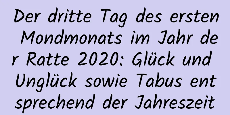 Der dritte Tag des ersten Mondmonats im Jahr der Ratte 2020: Glück und Unglück sowie Tabus entsprechend der Jahreszeit