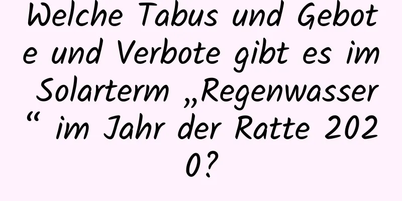 Welche Tabus und Gebote und Verbote gibt es im Solarterm „Regenwasser“ im Jahr der Ratte 2020?