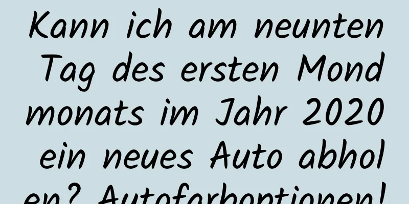 Kann ich am neunten Tag des ersten Mondmonats im Jahr 2020 ein neues Auto abholen? Autofarboptionen!