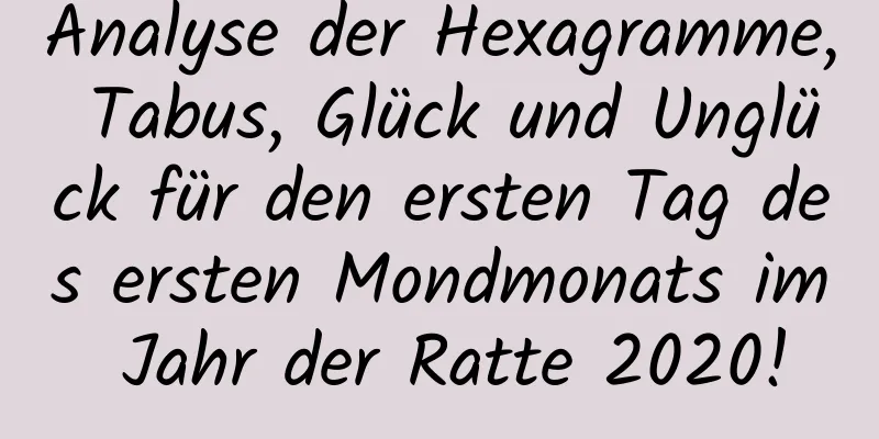 Analyse der Hexagramme, Tabus, Glück und Unglück für den ersten Tag des ersten Mondmonats im Jahr der Ratte 2020!