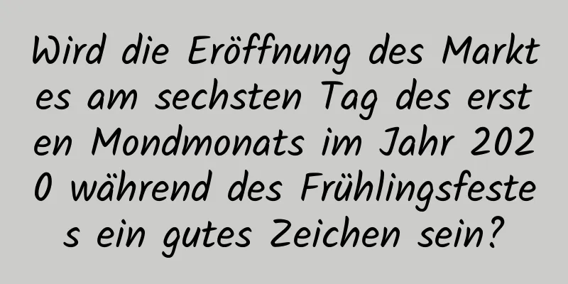 Wird die Eröffnung des Marktes am sechsten Tag des ersten Mondmonats im Jahr 2020 während des Frühlingsfestes ein gutes Zeichen sein?