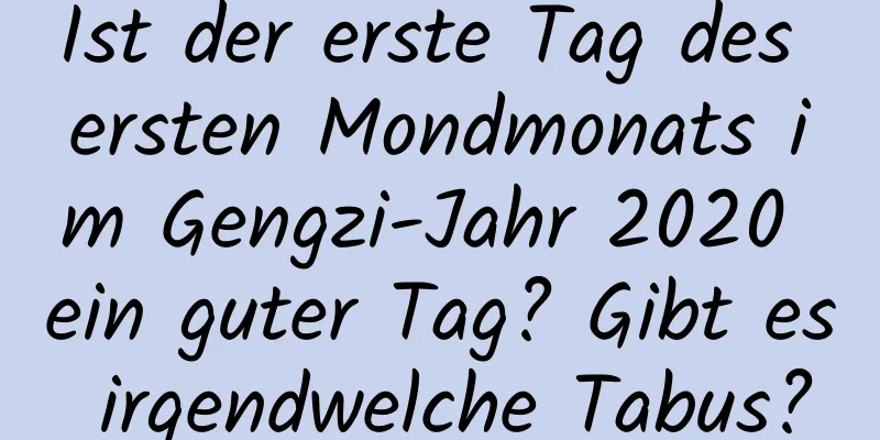 Ist der erste Tag des ersten Mondmonats im Gengzi-Jahr 2020 ein guter Tag? Gibt es irgendwelche Tabus?