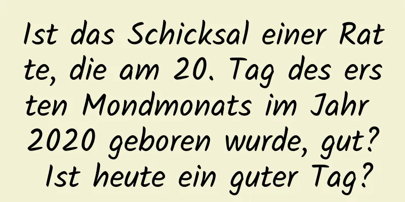 Ist das Schicksal einer Ratte, die am 20. Tag des ersten Mondmonats im Jahr 2020 geboren wurde, gut? Ist heute ein guter Tag?