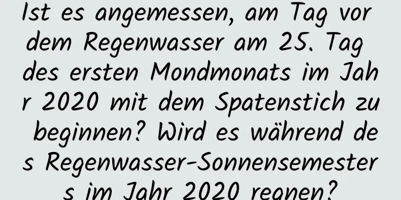 Ist es angemessen, am Tag vor dem Regenwasser am 25. Tag des ersten Mondmonats im Jahr 2020 mit dem Spatenstich zu beginnen? Wird es während des Regenwasser-Sonnensemesters im Jahr 2020 regnen?