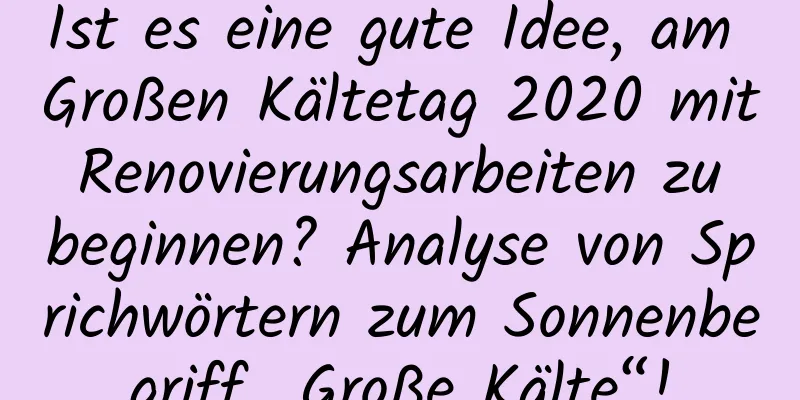 Ist es eine gute Idee, am Großen Kältetag 2020 mit Renovierungsarbeiten zu beginnen? Analyse von Sprichwörtern zum Sonnenbegriff „Große Kälte“!