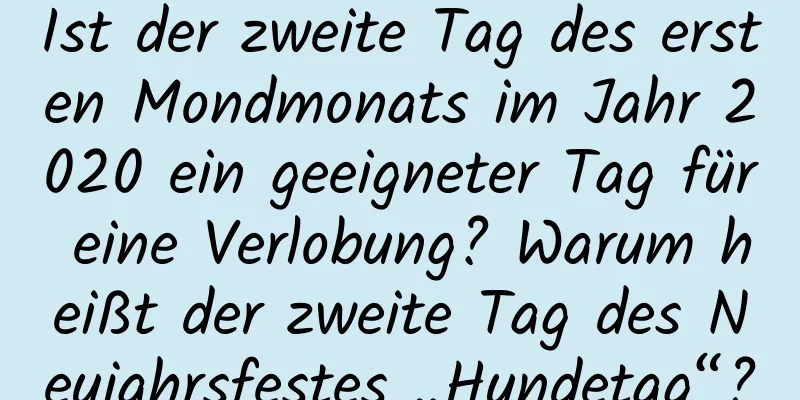 Ist der zweite Tag des ersten Mondmonats im Jahr 2020 ein geeigneter Tag für eine Verlobung? Warum heißt der zweite Tag des Neujahrsfestes „Hundetag“?