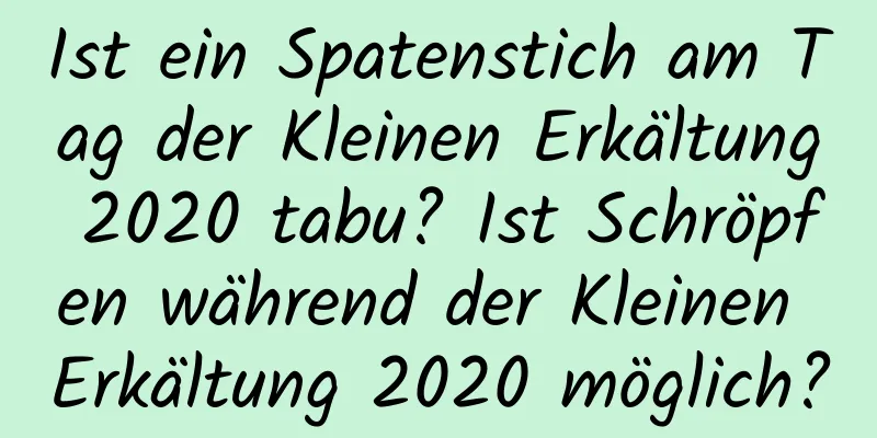 Ist ein Spatenstich am Tag der Kleinen Erkältung 2020 tabu? Ist Schröpfen während der Kleinen Erkältung 2020 möglich?