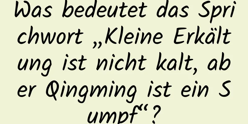 Was bedeutet das Sprichwort „Kleine Erkältung ist nicht kalt, aber Qingming ist ein Sumpf“?