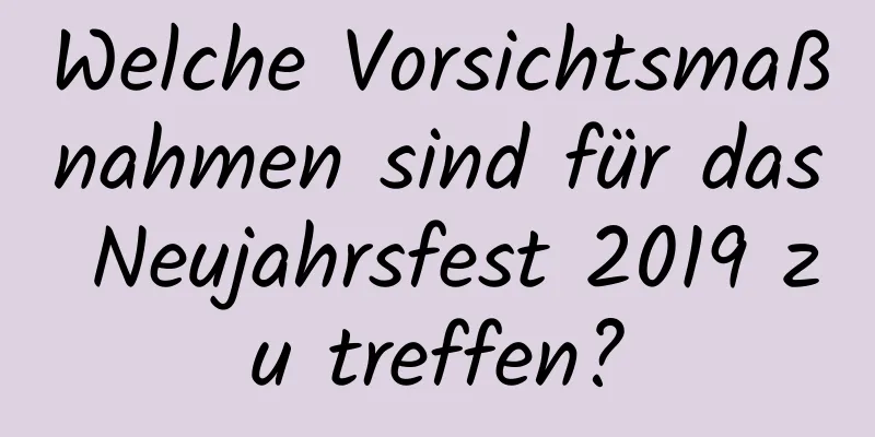 Welche Vorsichtsmaßnahmen sind für das Neujahrsfest 2019 zu treffen?