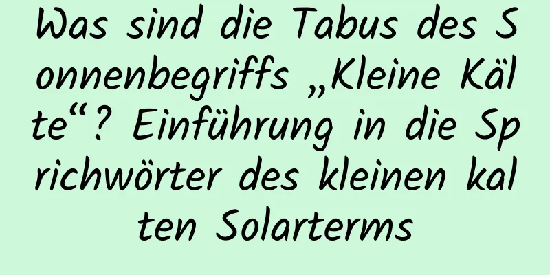 Was sind die Tabus des Sonnenbegriffs „Kleine Kälte“? Einführung in die Sprichwörter des kleinen kalten Solarterms