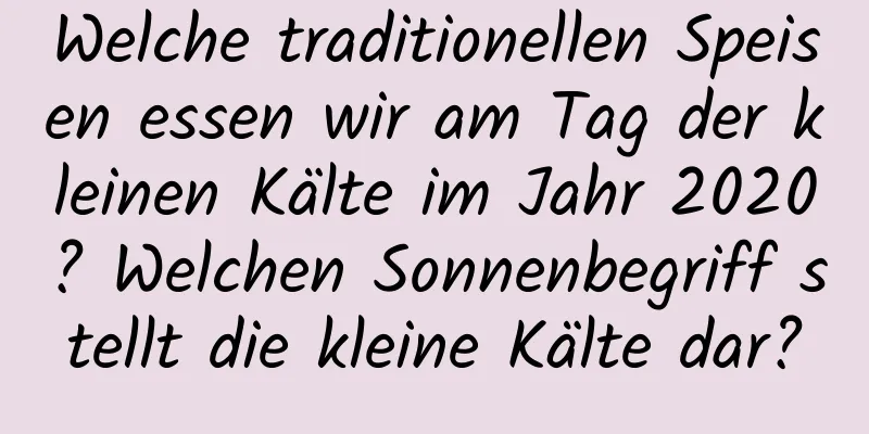 Welche traditionellen Speisen essen wir am Tag der kleinen Kälte im Jahr 2020? Welchen Sonnenbegriff stellt die kleine Kälte dar?