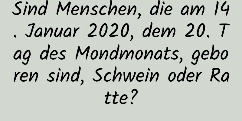 Sind Menschen, die am 14. Januar 2020, dem 20. Tag des Mondmonats, geboren sind, Schwein oder Ratte?