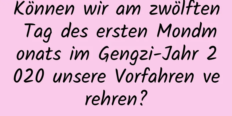 Können wir am zwölften Tag des ersten Mondmonats im Gengzi-Jahr 2020 unsere Vorfahren verehren?