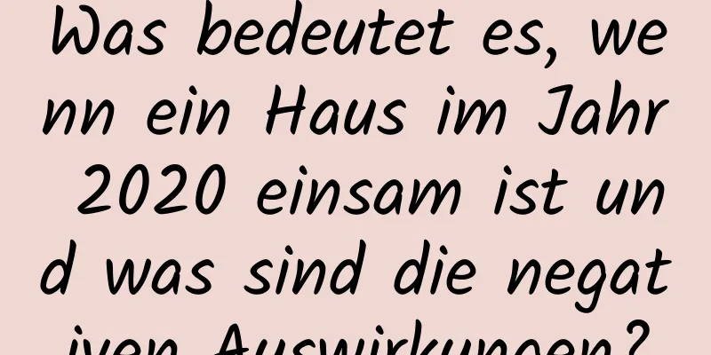 Was bedeutet es, wenn ein Haus im Jahr 2020 einsam ist und was sind die negativen Auswirkungen?