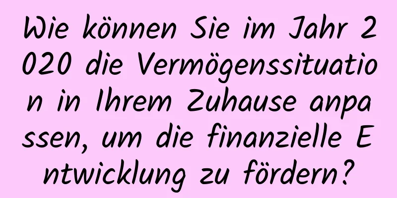 Wie können Sie im Jahr 2020 die Vermögenssituation in Ihrem Zuhause anpassen, um die finanzielle Entwicklung zu fördern?