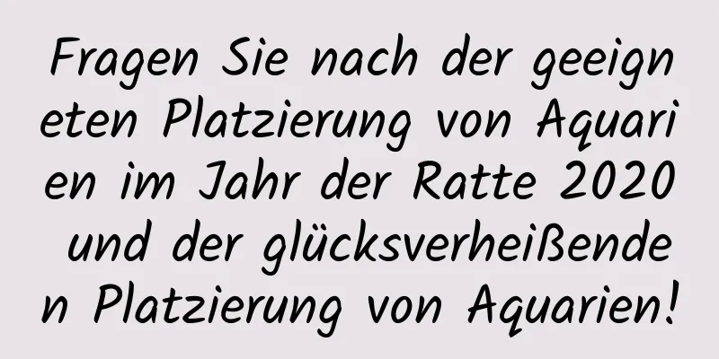 Fragen Sie nach der geeigneten Platzierung von Aquarien im Jahr der Ratte 2020 und der glücksverheißenden Platzierung von Aquarien!