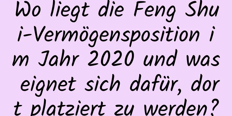 Wo liegt die Feng Shui-Vermögensposition im Jahr 2020 und was eignet sich dafür, dort platziert zu werden?