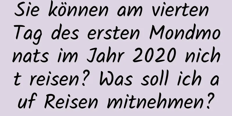 Sie können am vierten Tag des ersten Mondmonats im Jahr 2020 nicht reisen? Was soll ich auf Reisen mitnehmen?