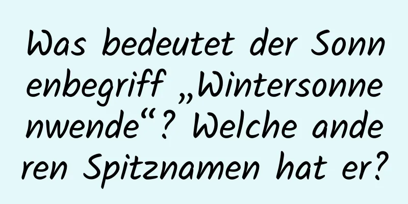 Was bedeutet der Sonnenbegriff „Wintersonnenwende“? Welche anderen Spitznamen hat er?