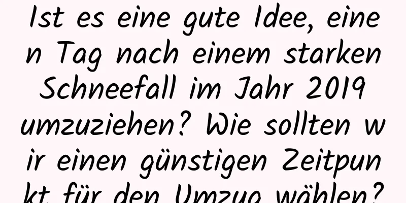 Ist es eine gute Idee, einen Tag nach einem starken Schneefall im Jahr 2019 umzuziehen? Wie sollten wir einen günstigen Zeitpunkt für den Umzug wählen?