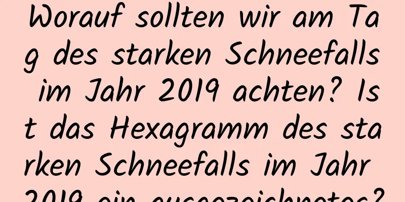 Worauf sollten wir am Tag des starken Schneefalls im Jahr 2019 achten? Ist das Hexagramm des starken Schneefalls im Jahr 2019 ein ausgezeichnetes?