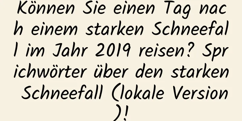 Können Sie einen Tag nach einem starken Schneefall im Jahr 2019 reisen? Sprichwörter über den starken Schneefall (lokale Version)!