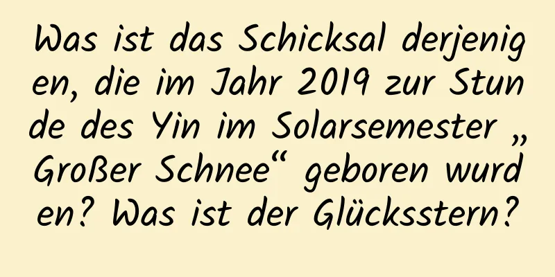 Was ist das Schicksal derjenigen, die im Jahr 2019 zur Stunde des Yin im Solarsemester „Großer Schnee“ geboren wurden? Was ist der Glücksstern?