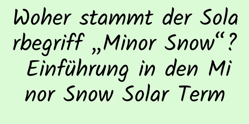 Woher stammt der Solarbegriff „Minor Snow“? Einführung in den Minor Snow Solar Term