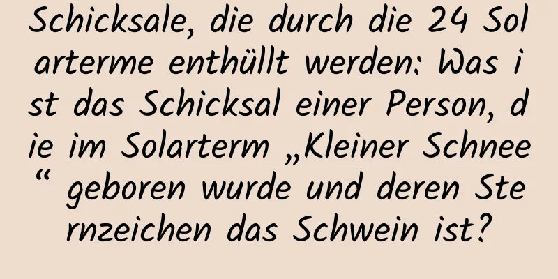 Schicksale, die durch die 24 Solarterme enthüllt werden: Was ist das Schicksal einer Person, die im Solarterm „Kleiner Schnee“ geboren wurde und deren Sternzeichen das Schwein ist?