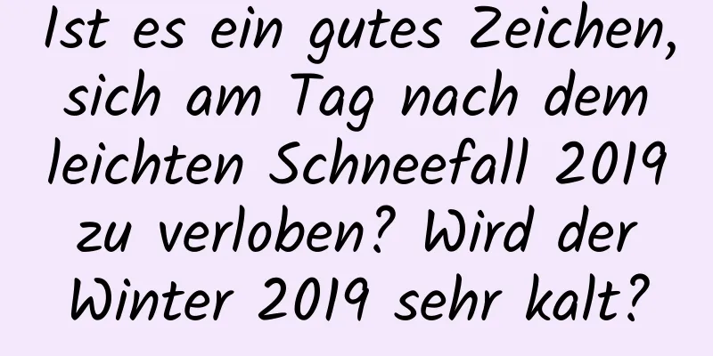 Ist es ein gutes Zeichen, sich am Tag nach dem leichten Schneefall 2019 zu verloben? Wird der Winter 2019 sehr kalt?