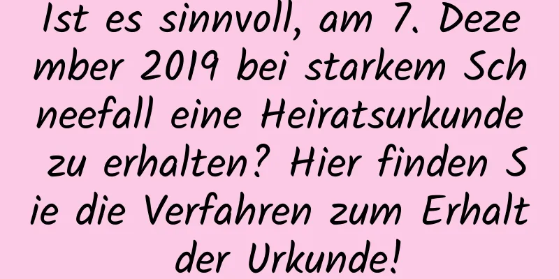 Ist es sinnvoll, am 7. Dezember 2019 bei starkem Schneefall eine Heiratsurkunde zu erhalten? Hier finden Sie die Verfahren zum Erhalt der Urkunde!