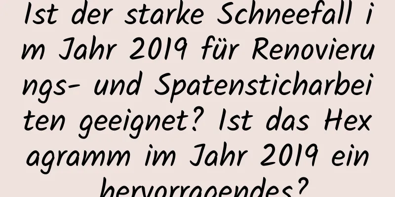 Ist der starke Schneefall im Jahr 2019 für Renovierungs- und Spatensticharbeiten geeignet? Ist das Hexagramm im Jahr 2019 ein hervorragendes?