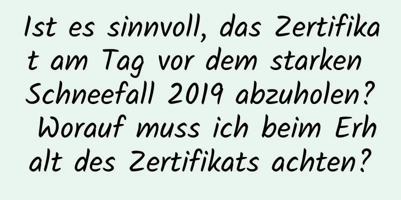 Ist es sinnvoll, das Zertifikat am Tag vor dem starken Schneefall 2019 abzuholen? Worauf muss ich beim Erhalt des Zertifikats achten?